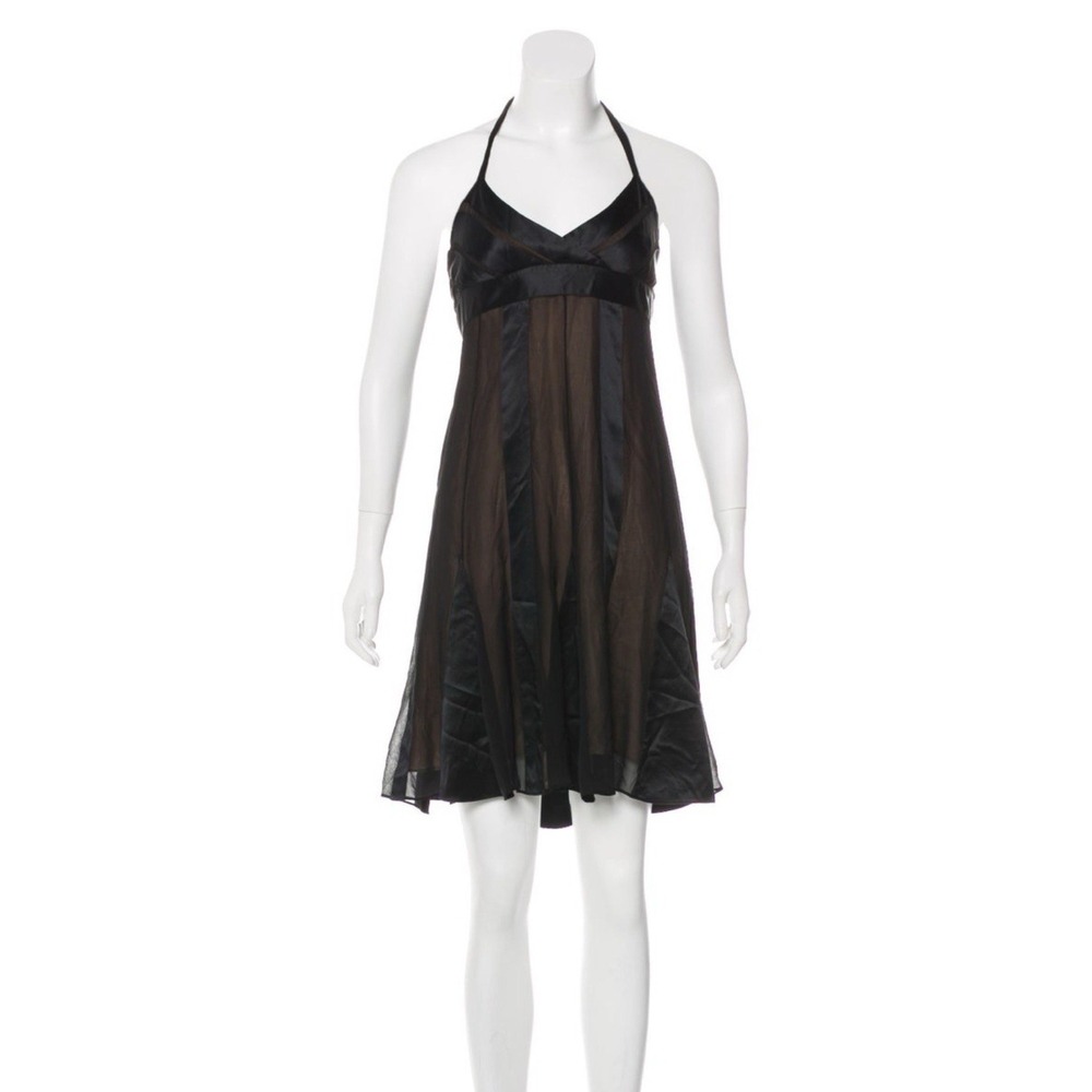 Y2K BCBG Maxazria 100% Silk Babydoll Halter Dress Whimsigoth 90s Minimalism Sz 4 - Picture 8 of 15